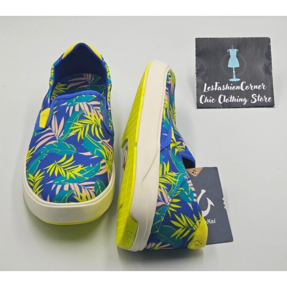 NWT OluKai Men's Laeahi Pai Sunset Blue Aloha Canvas Slip-On Sneakers Sz 10 2845 - Picture 9 of 16
